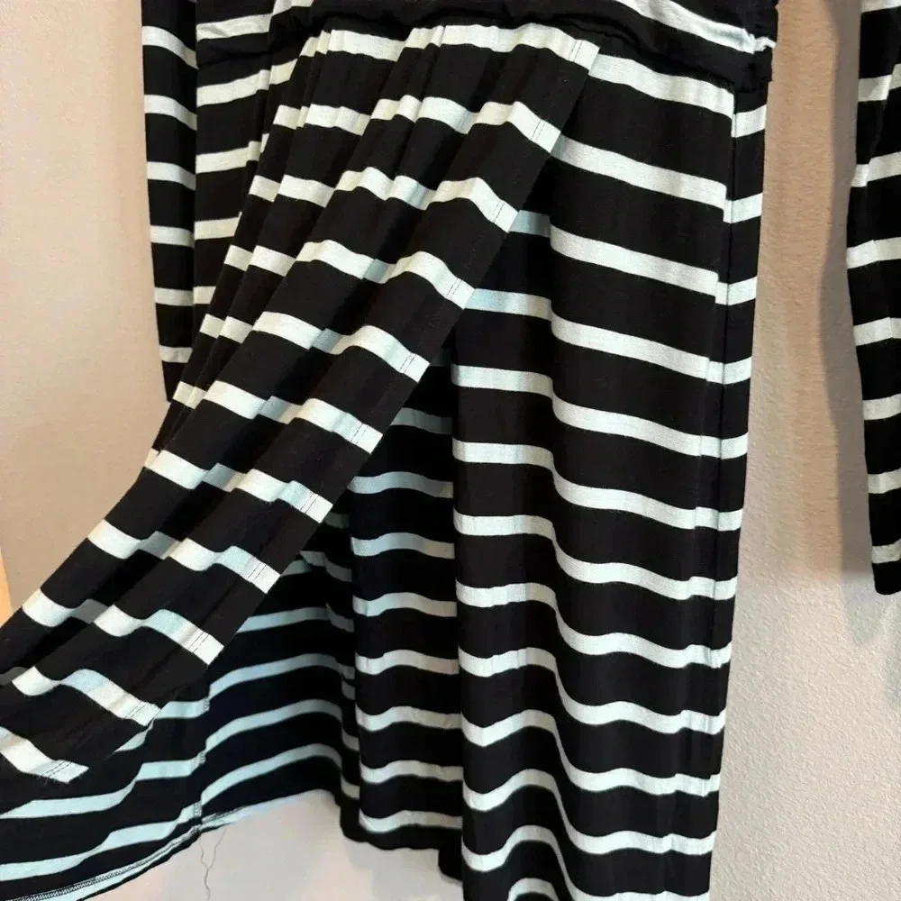 Soma Dress Faux Wrap Striped Long Sleeve V Neck Soft Stretch Comfy M - Picture 4 of 6